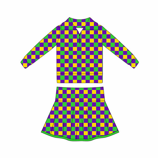X10.21  GLD1397 Plaid Green Yoga Suit