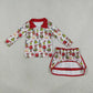 NEW RTS NO MOQ milk silk GLD1608 Baby Girls Christmas Printed Zip Front Top Short Skirt Sets