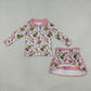 NEW RTS NO MOQ milk silk GLD1610 Cute Clothes Baby Girls Christmas Zip Up Top Short Skirt Clothes Sets