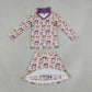 RTS NO MOQ yoga fabric GLD1632 Baby Girls Colorful Bows Long Sleeve Top Skirt Short Yoga Active Clothes Set