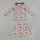 RTS NO MOQ yoga fabric GLD1632 Baby Girls Colorful Bows Long Sleeve Top Skirt Short Yoga Active Clothes Set