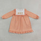 NEW RTS NO MOQ milk silk GLD1645 Embroidery Pumpkins Baby Girls Fall Ruffle Knee Length Dresses