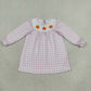 NEW RTS NO MOQ milk silk GLD1649 Smocked Pumpkins Baby Girls Pink Checked Fall Knee Length Dresses