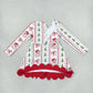 NEW RTS NO MOQ yoga fabric GLD1650 Baby Girls Santa Candy Cane Christmas Yoga Active Short Bows Scallop Dress