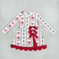 NEW RTS NO MOQ yoga fabric GLD1650 Baby Girls Santa Candy Cane Christmas Yoga Active Short Bows Scallop Dress