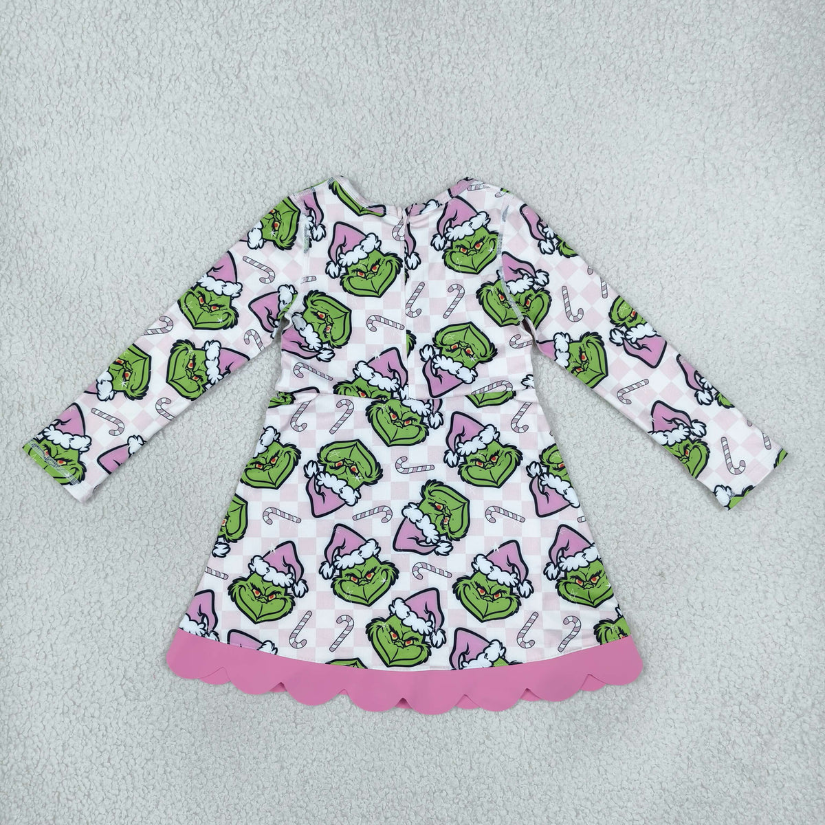 NEW RTS NO MOQ yoga fabric GLD1651 Baby Girls Green Frogs Candy Cane Christmas Yoga Active Short Bows Scallop Dress