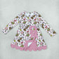 NEW RTS NO MOQ yoga fabric GLD1656 Baby Girls Frogs Gifts Christmas Yoga Active Short Bows Scallop Knee Length Dress