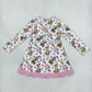 NEW RTS NO MOQ yoga fabric GLD1656 Baby Girls Frogs Gifts Christmas Yoga Active Short Bows Scallop Knee Length Dress