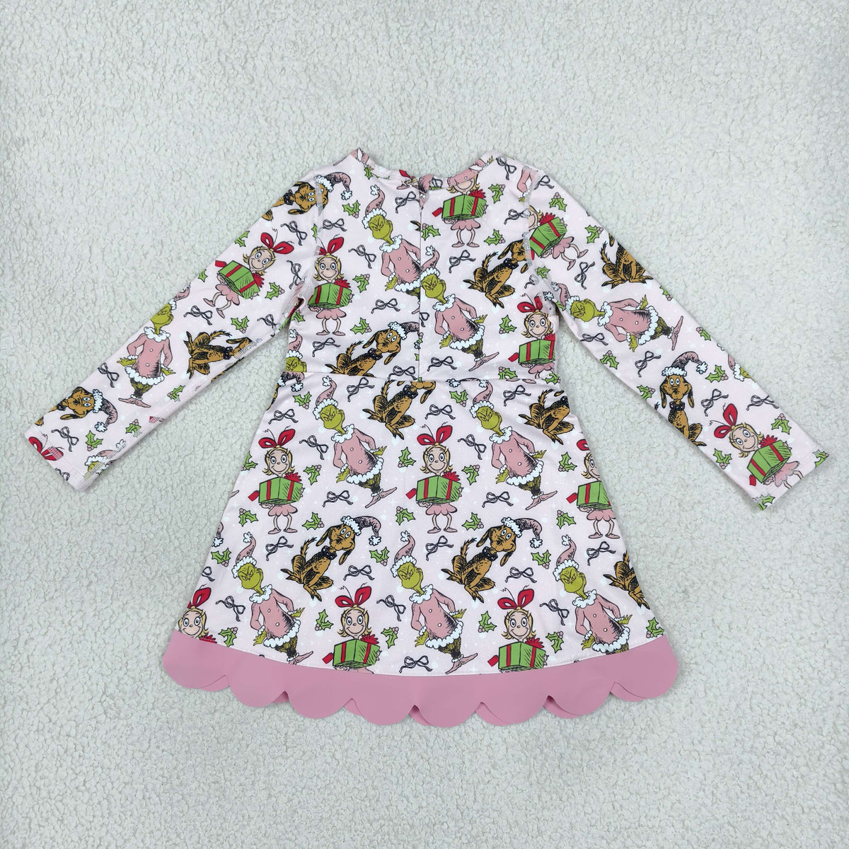 NEW RTS NO MOQ yoga fabric GLD1656 Baby Girls Frogs Gifts Christmas Yoga Active Short Bows Scallop Knee Length Dress