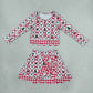 NEW RTS NO MOQ Yoga GLD1676 Baby Girls Gingerbread Bows Top Bows Skirt Short Christmas Yoga Active Scallop Clothes Set
