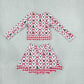 NEW RTS NO MOQ Yoga GLD1676 Baby Girls Gingerbread Bows Top Bows Skirt Short Christmas Yoga Active Scallop Clothes Set