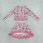 NEW RTS NO MOQ Yoga GLD1676 Baby Girls Gingerbread Bows Top Bows Skirt Short Christmas Yoga Active Scallop Clothes Set