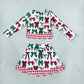 NEW RTS NO MOQ Yoga GLD1677 Baby Girls Green Red Bows Top Bows Skirt Short Christmas Yoga Active Scallop Clothes Set