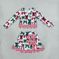 NEW RTS NO MOQ Yoga GLD1677 Baby Girls Green Red Bows Top Bows Skirt Short Christmas Yoga Active Scallop Clothes Set