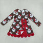 NEW RTS NO MOQ yoga fabric GLD1679 Baby Girls Leopard Santa Short Christmas Bows Scallop Yoga Active Knee Length Dress