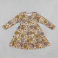 NEW RTS NO MOQ milk silk GLD1691 Baby Girls Pumpkins Turkey Thanksgivings Ruffle Knee Length Dress