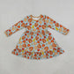 NEW RTS NO MOQ milk silk GLD1692 Baby Girls Pumpkins Turkey Thanksgivings Ruffle Knee Length Dress