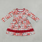 NEW RTS NO MOQ milk silk GLD1710 Baby Girls Red Checked Santa Ruffle Christmas Knee Length Dress