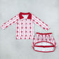 NEW RTS NO MOQ milk silk GLD1751 Baby Girls Bows Hearts Zip Pullover Skirt Short Valentines Clothes Set