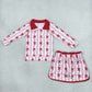 NEW RTS NO MOQ milk silk GLD1751 Baby Girls Bows Hearts Zip Pullover Skirt Short Valentines Clothes Set