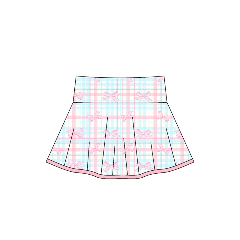 6.2GLK0106 Plaid Bow Skirt Pants