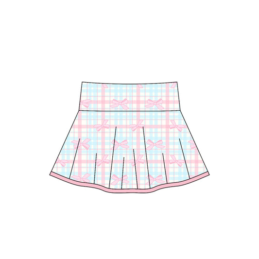 6.2GLK0106 Plaid Bow Skirt Pants