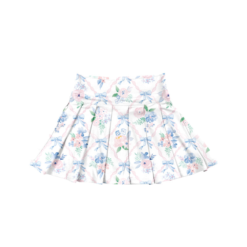 6.20GLK0113 Blue Bow Flower Short Yoga Skirt