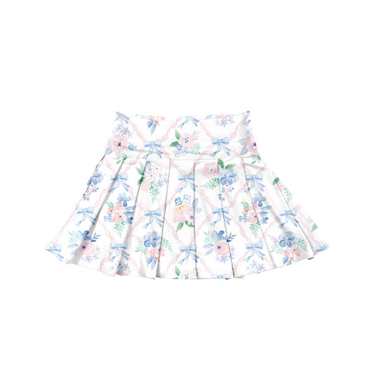 6.20GLK0113 Blue Bow Flower Short Yoga Skirt