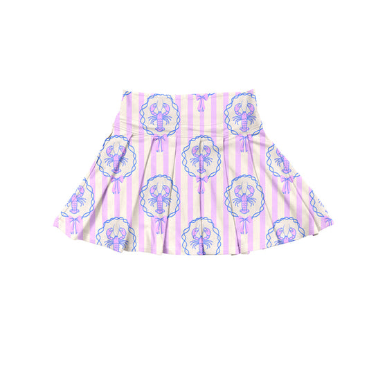 6.20GLK0114 Lobster Purple Flower Short Yoga Skirt