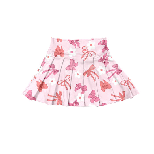 6.20GLK0120 Pink Bow Flower Elastic Short Yoga Skirt