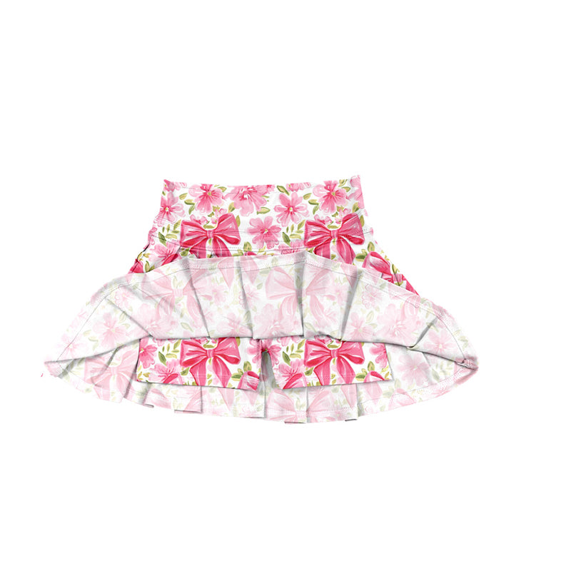 6.20GLK0121 Rose Red Bow Flower Elastic Short Yoga Skirt