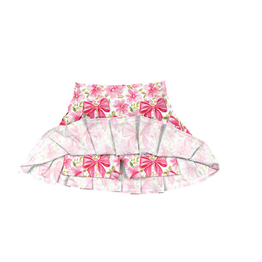 6.20GLK0121 Rose Red Bow Flower Elastic Short Yoga Skirt