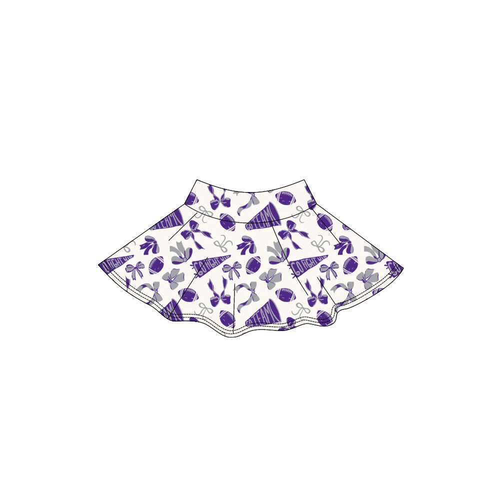 X910 GLK0142 Purple Bow Rugby Yoga Skirt