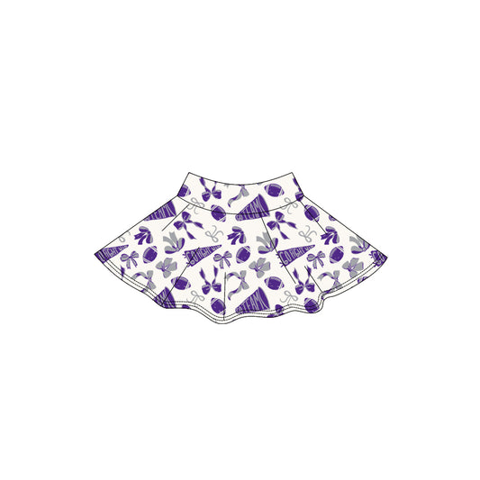 X910 GLK0142 Purple Bow Rugby Yoga Skirt