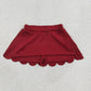NEW RTS NO MOQ yoga fabric cotton GLK0304 Baby Girls Maroon Scallop Yoga Skirt Shorts Bottom
