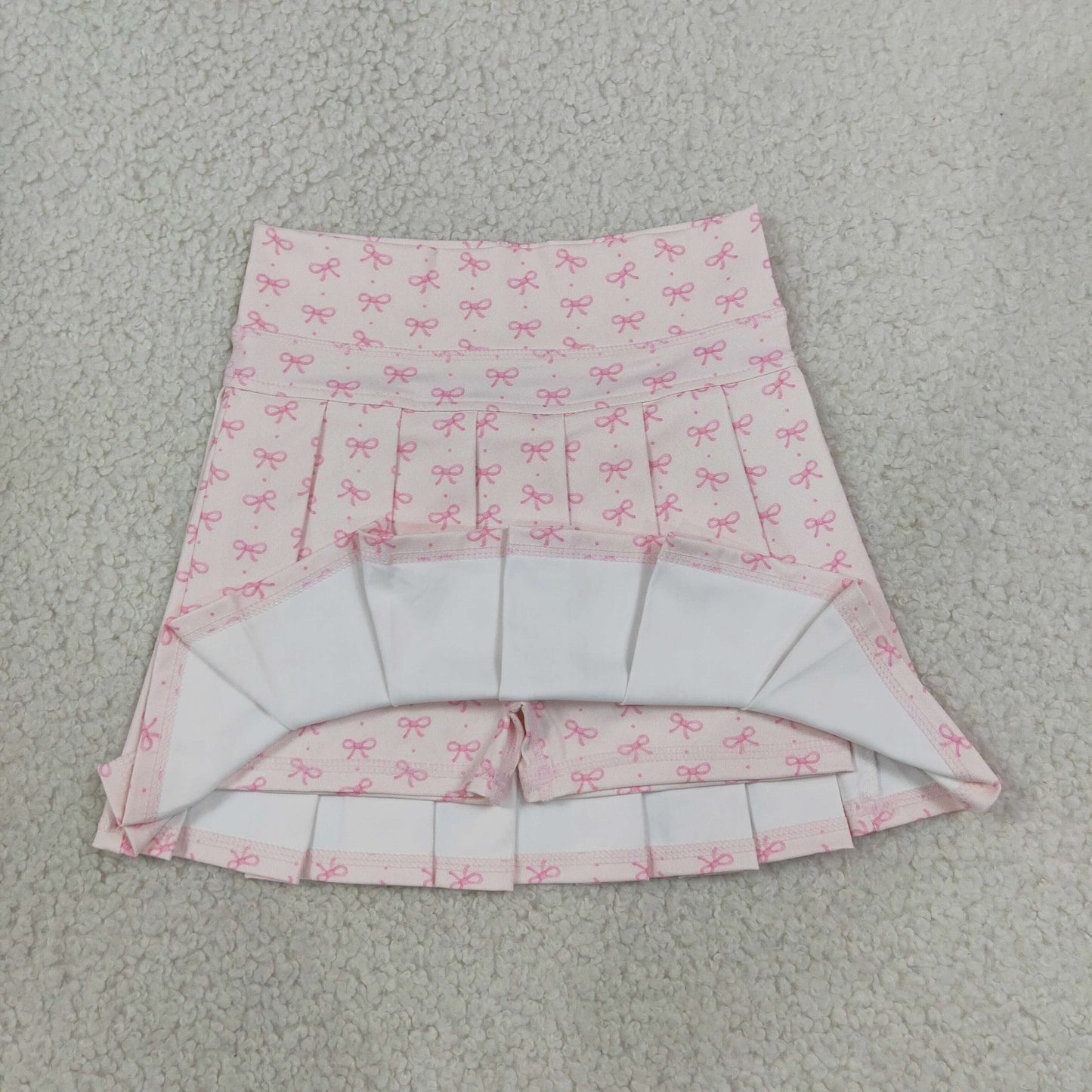 NEW RTS NO MOQ yoga GLK0305 Baby Girls Pink Bows Polka Dots Yoga Active Pleated Skirt Shorts Bottom
