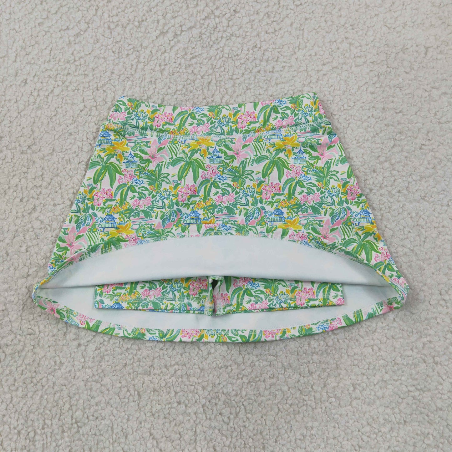 RTS NO MOQ yoga fabric GLK0311 Baby Girls Sea Beach Print Yoga Active Skort Shorts Summer Bottom