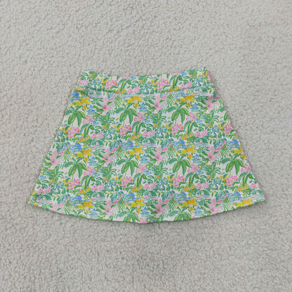 RTS NO MOQ yoga fabric GLK0311 Baby Girls Sea Beach Print Yoga Active Skort Shorts Summer Bottom