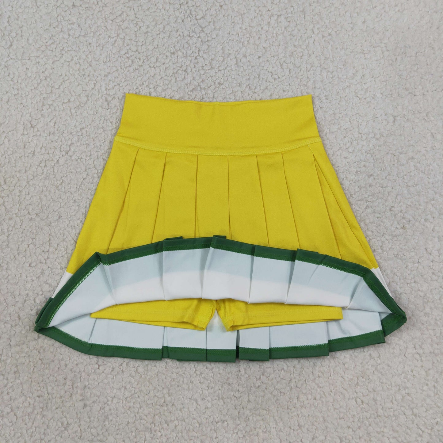 NEW RTS NO MOQ yoga GLK0319 Baby Girls Yellow Green White Yoga Active Pleated Skirt Short Bottoms