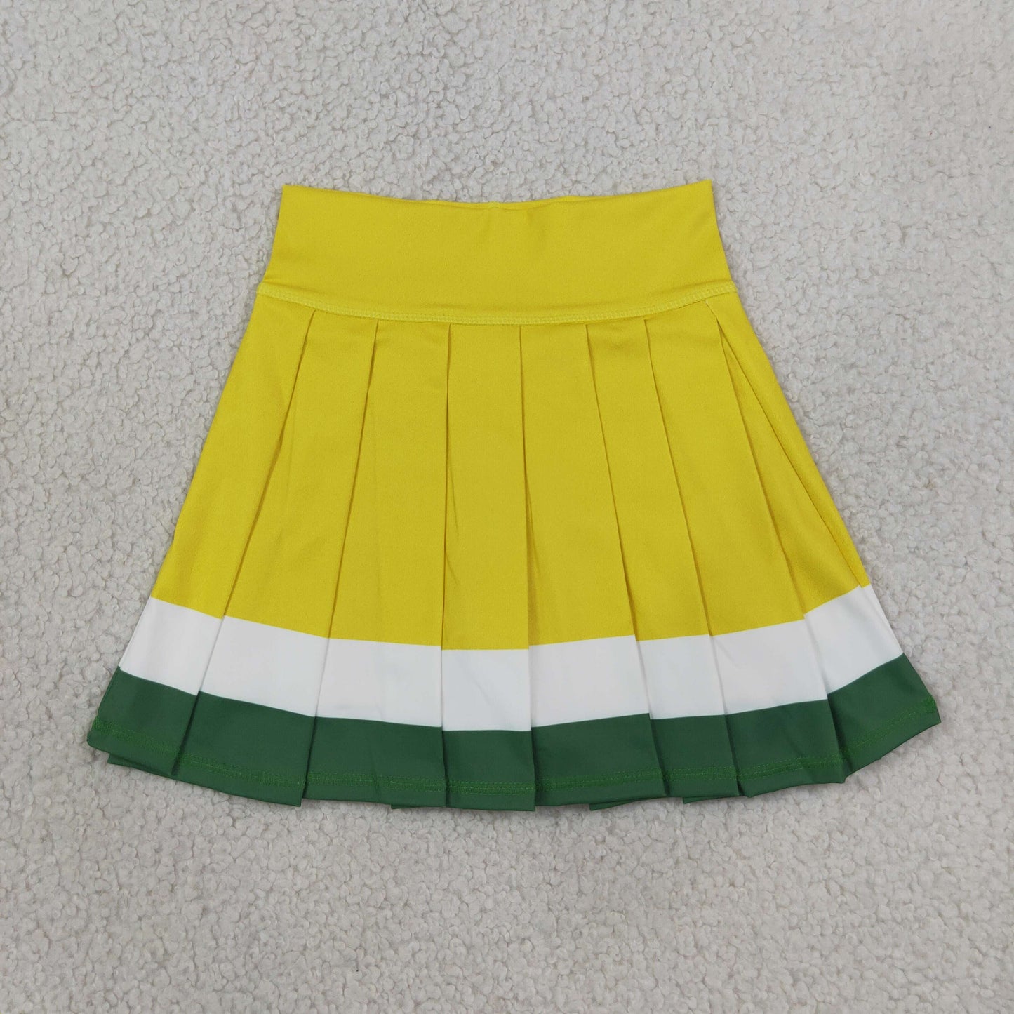 NEW RTS NO MOQ yoga GLK0319 Baby Girls Yellow Green White Yoga Active Pleated Skirt Short Bottoms