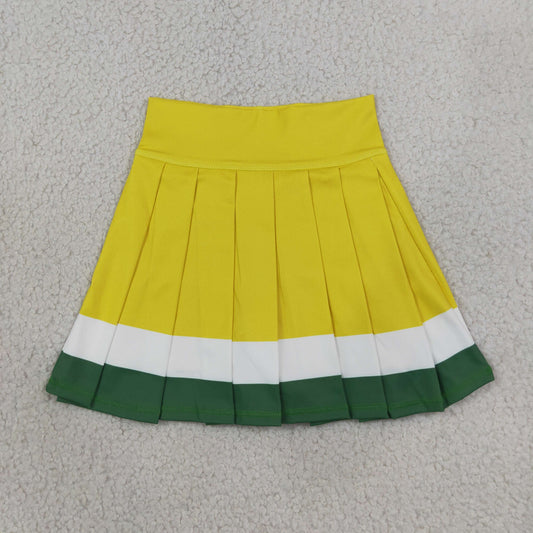 NEW RTS NO MOQ yoga GLK0319 Baby Girls Yellow Green White Yoga Active Pleated Skirt Short Bottoms