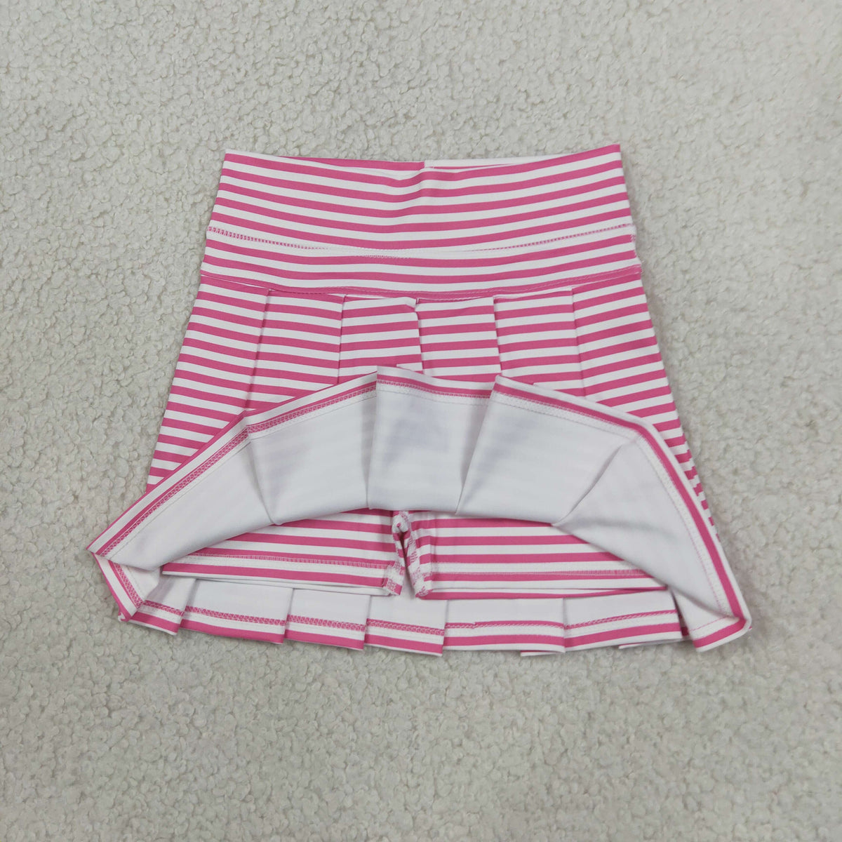 NEW RTS NO MOQ yoga fabric GLK0335 Baby Girls Pink Stripe Yoga Active Pleated Skirt Shorts Bottom