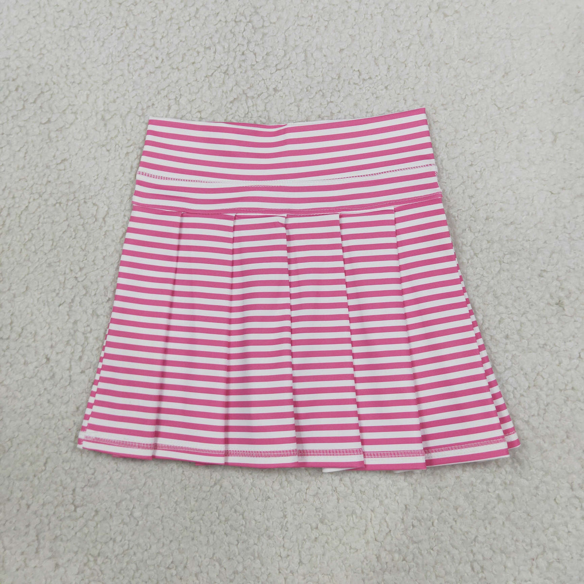 NEW RTS NO MOQ yoga fabric GLK0335 Baby Girls Pink Stripe Yoga Active Pleated Skirt Shorts Bottom
