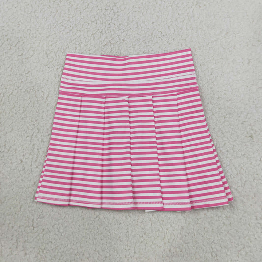 NEW RTS NO MOQ yoga fabric GLK0335 Baby Girls Pink Stripe Yoga Active Pleated Skirt Shorts Bottom