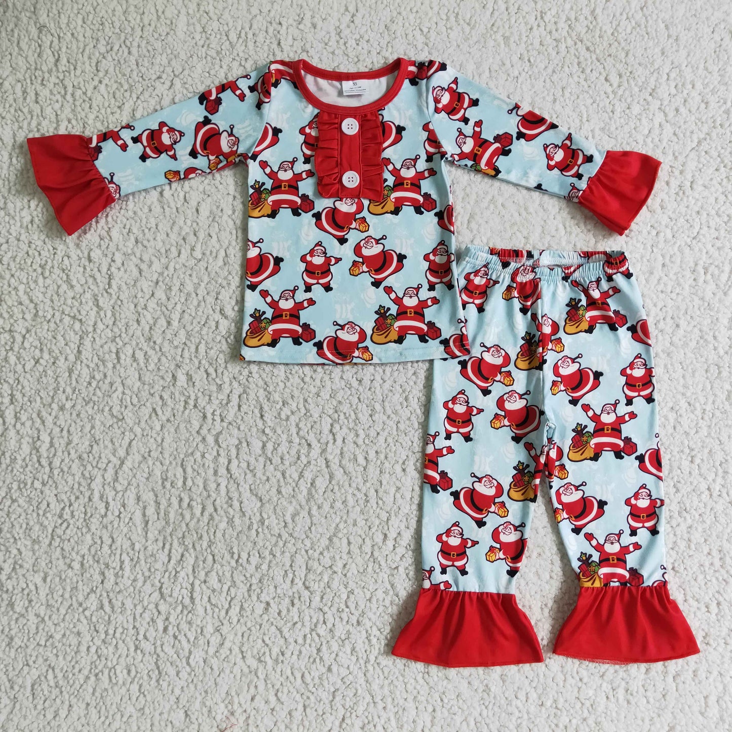 GLP0082 Girls Santa Claus long-sleeved trousers suit