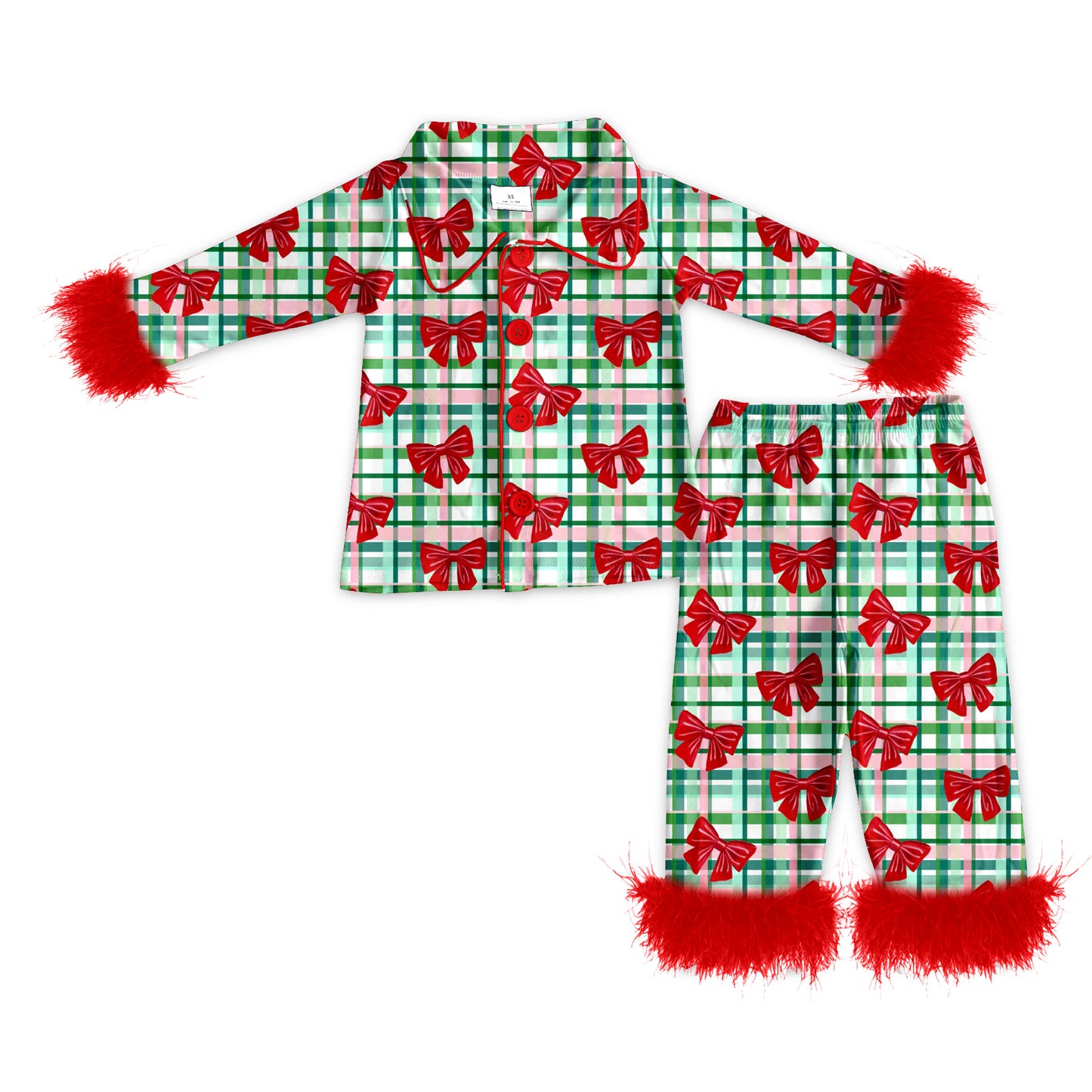 5.17GLP2372 Bowknot Plaid Plush Set