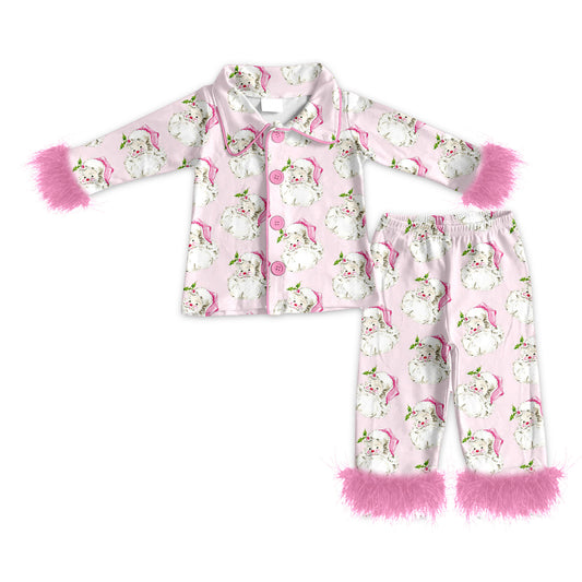 5.17GLP2376 Santa Claus Button Pink Plush Set