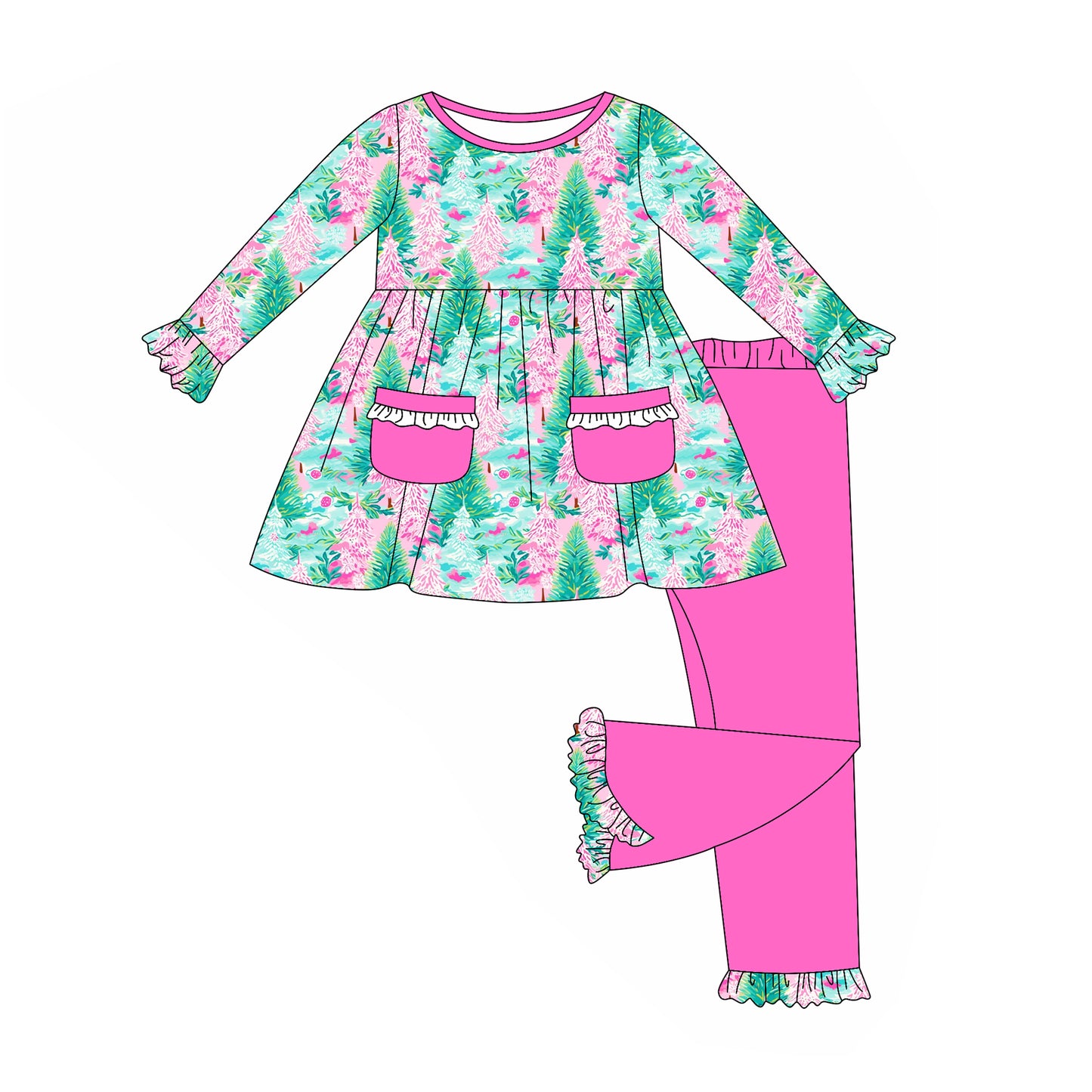 5.21GLP2388 Christmas tree rose red girl suit