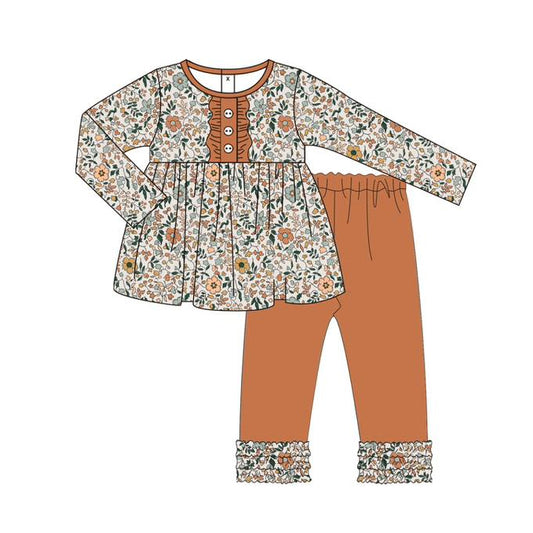 5.28GLP2404 Floral Brown Long Sleeve Suit
