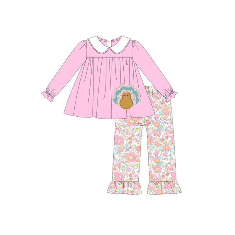 5.28GLP2409 Turkey Pink Thanksgiving Girls Set